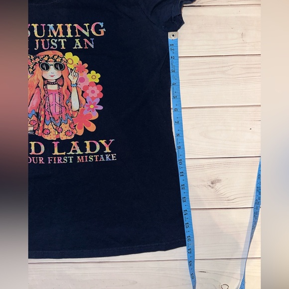 Women’s Size L Graphic Tee Short Sleeve Navy Grandma Summer Lightweight Quirky - Picture 6 of 6